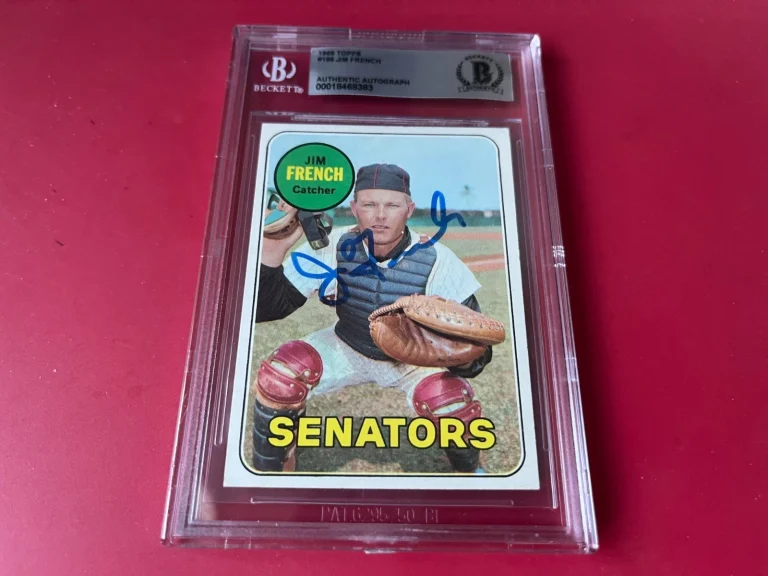 Jim French  Senators MLB 1969 Topps Card Signed Auto Beckett  BAS ENCAPSULATED