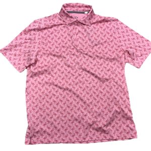 Johnston Murphy XC4 Golf Polo Shirt Mens Med. Pink Flamingos AOP Performance