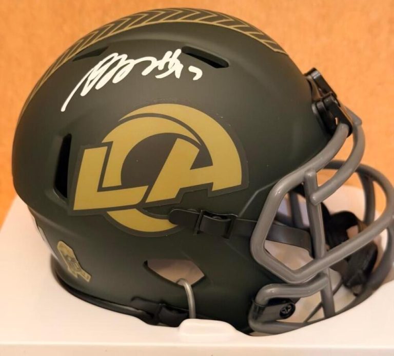 DEVANTE ADAMS  RAMS SIGNED SALUTE2SERVICE MINI HELMET BECKETT AUTH