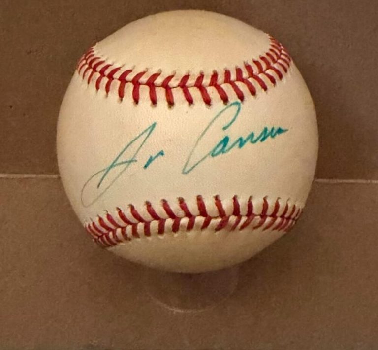 JOSE CANSECO OAKLAND A'S VINTAGE SIGNED AUTOGRAPHED A.L. BASEBALL BECKETT AUTH