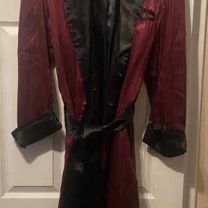 Irv Lerner’s Fashions Red Black Smoking Jacket Robe Satin Hugh Hefner