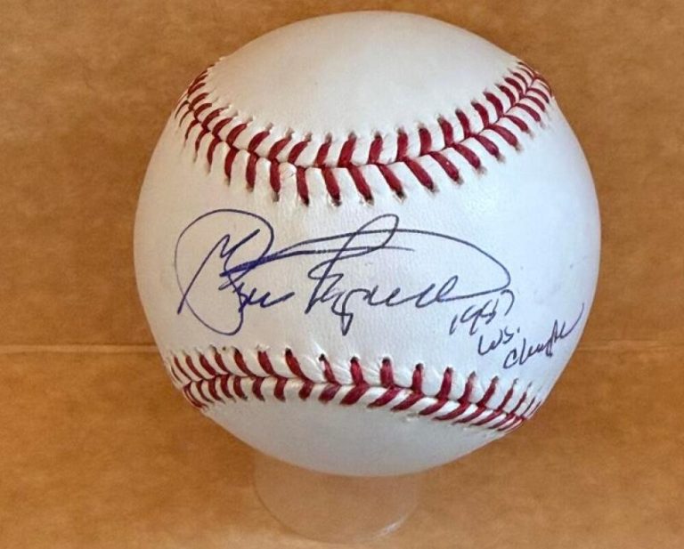 GEORGE FRAZIER 1987 WS CHAMPS TWINS  SIGNED AUTOGRAPHED M.L. BASEBALL BECKETT AU