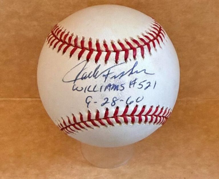 JACK FISHER WILLIAMS #521 DATED SIGNED AUTOGRAPHED A.L. BASEBALL BECKETT AUTH