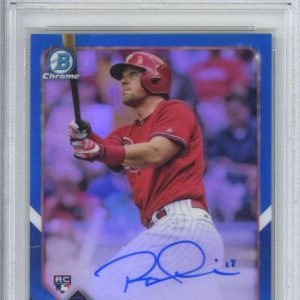 Rhys Hoskins Signed Auto 2018 Bowman Chrome Rookie Blue Refractor /150 PSA 9