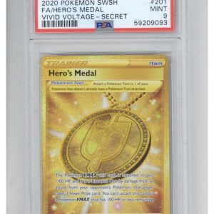 2020 Pokemon Vivid Voltage 201 Full Art Hero's Medal Secret PSA 9