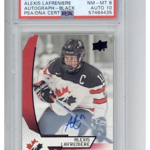 2019 Upper Deck Team Canada Juniors Alexis Lafreniere Auto Black /5 PSA 8 10