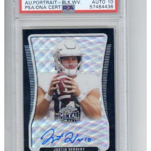 2020 Leaf Metal Justin Herbert Black Mave Portrait /7 PSA 9 10