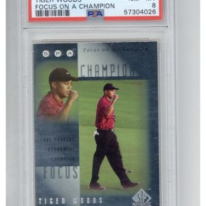 2001 SP Authentic Focus on A Champion FC3 Tiger Woods PSA 8