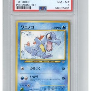 2000 Pokemon Japanese Neo 158 Totodile Premium File PSA 8