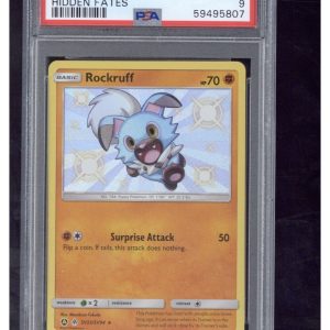 2019 Pokemon Sun & Moon Hidden Fates SV23 Rockruff-Holo PSA 9