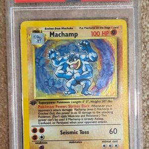 Pokemon Game 1999 1st Edition Base Set Machamp Holo #8/102 PSA 5