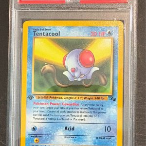 1999 Pokemon Fossil 1st Edition 56 Tentacool PSA 9