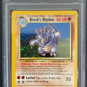 2000 Pokemon Gym Heroes Brock's Rhydon Holo #2 Graded PSA 7 NM