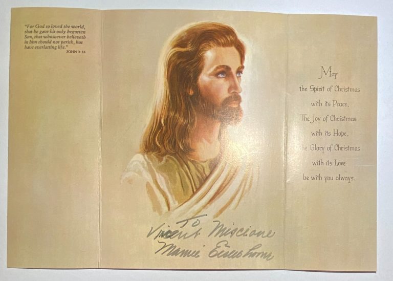 Mamie Eisenhower Signed 1973 Christmas Card Beckett BAS