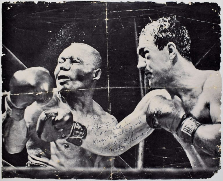 Rocky Marciano Signed 16x20 Photograph vs Walcott JSA LOA