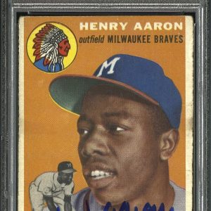 Hank Aaron Signed 1954 Topps #128 Rookie Card RC PSA 3 PSA/DNA 9 Auto