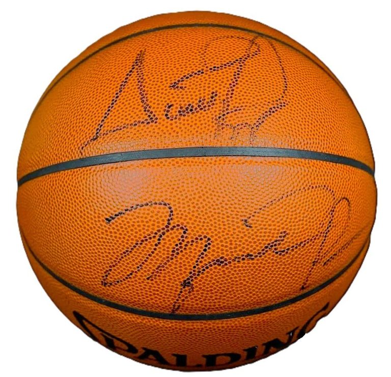 Michael Jordan Scottie Pippen Signed Leather NBA Game Basketball JSA LOA