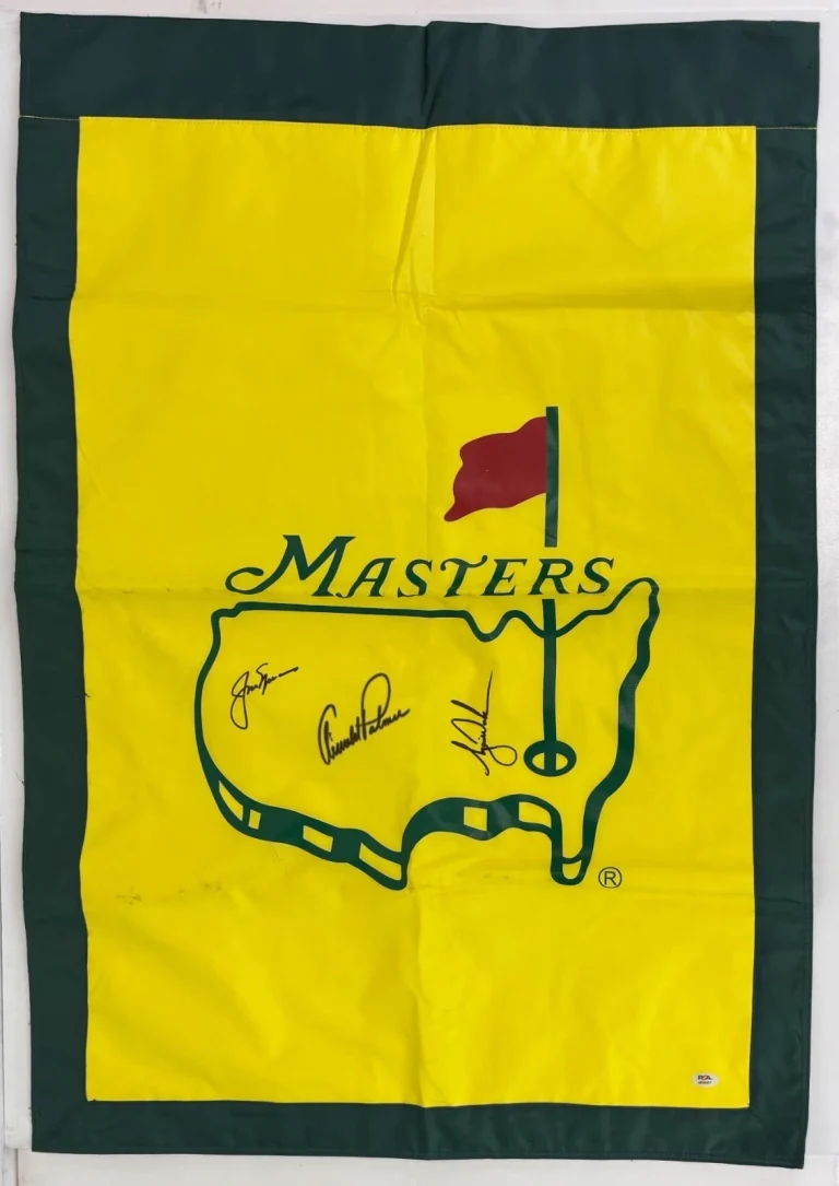 Tiger Woods Jack Nicklaus Arnold Palmer Signed Masters Flag 27x41 PSA PSA/DNA