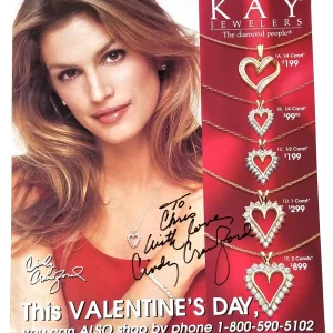 Cindy Crawford REAL hand SIGNED 1997 Kay Jewelers Magazine #3 COA Autographed