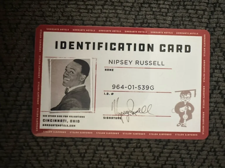 THE GRADUATE HOTEL CARD NIPSEY RUSSELL STUDENT ID BEARCATS COLLECTIBLE MEMORABILIA