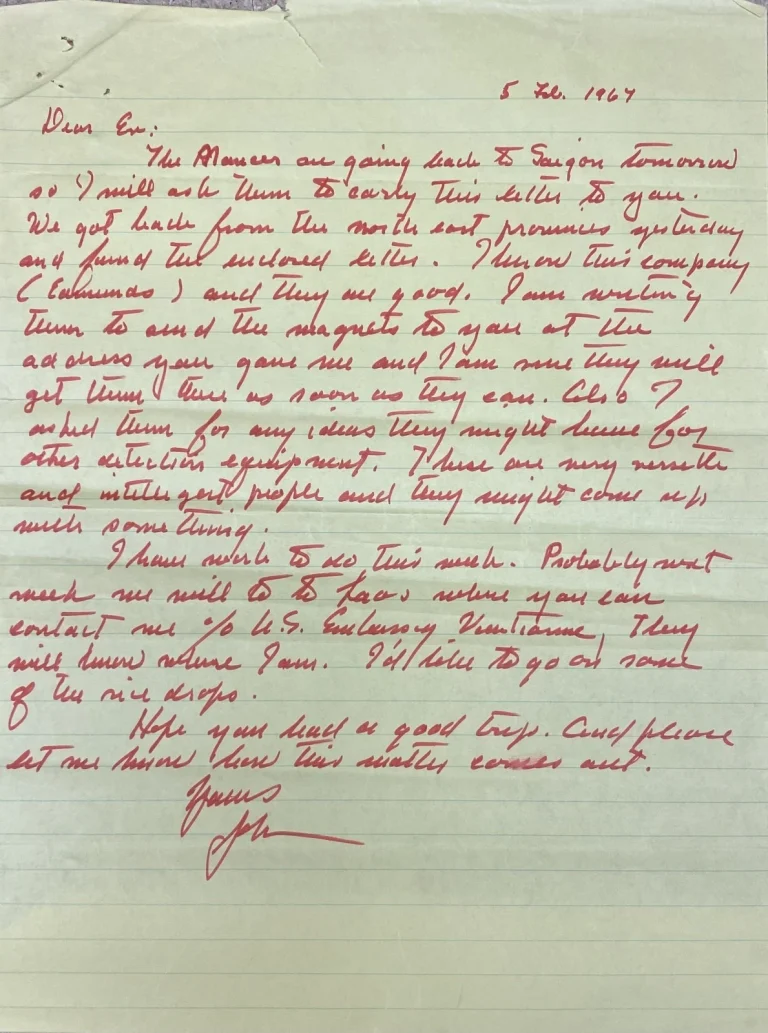 John Steinbeck Signed Handwritten 1967 Letter Vietnam War Saigon Content PSA/DNA