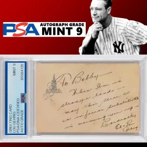 Lou Gehrig Signed Handwritten 2x3 Note Letter Yankees PSA PSA/DNA MINT 9 Encap