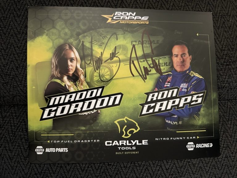 Ron Capps Maddi Gordon Signed Promo Hero Card Nhra Drag Racing Autographed 2026