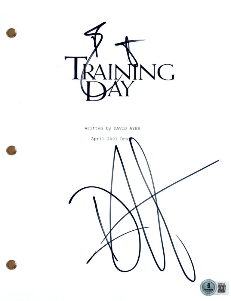 Denzel Washington & Ethan Hawke Signed Training Day Movie Script Beckett COA