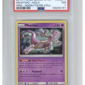 2019 Pokemon SM Black Star Promo SM214 Mewtwo-Holo Hidden Fates Pin PSA 7
