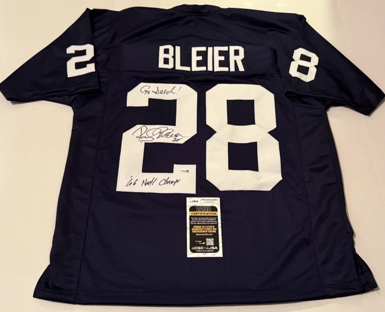 Rocky Bleier Notre Dame Fighting Irish signed Custom jersey W/ Inscriptions JSA
