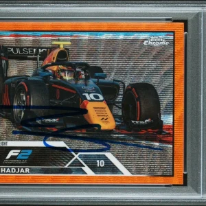 2023 Topps Chrome F1 #129 Isack Hadjar Signed Orange Wave Ref /25 PSA AUTO 10 RC