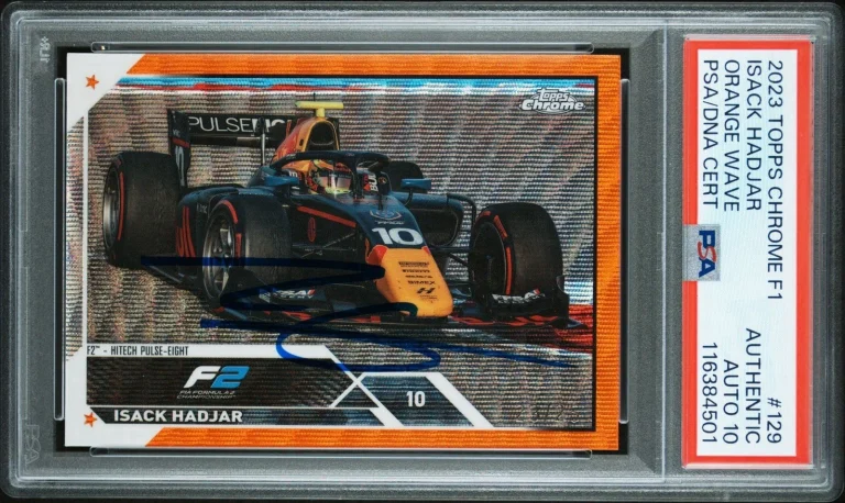 2023 Topps Chrome F1 #129 Isack Hadjar Signed Orange Wave Ref /25 PSA AUTO 10 RC