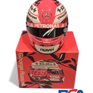George Russell Signed 2025 F1 Miami GP 1:2 Mini Helmet PSA AUTO MERCEDES AMG #63