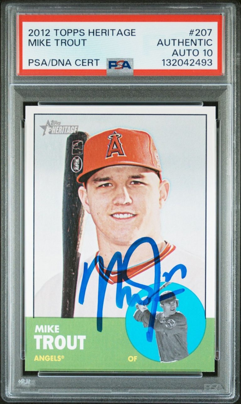 Mike Trout Los Angeles Angels Signed 2012 Topps Heritage #207 Auto PSA/DNA 10