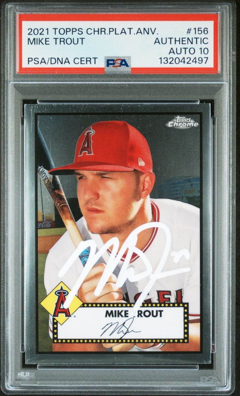 Mike Trout Signed 2021 Topps Chrome Platinum Anniversary #156 Auto PSA/DNA 10