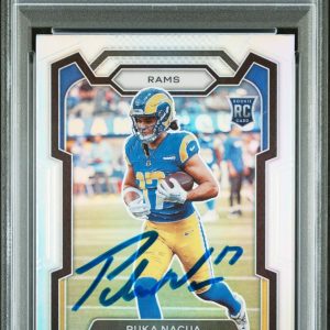 Puka Nacua Signed 2023 Panini Prizm Rookie RC Silver Prizm #357 Auto PSA/DNA 10
