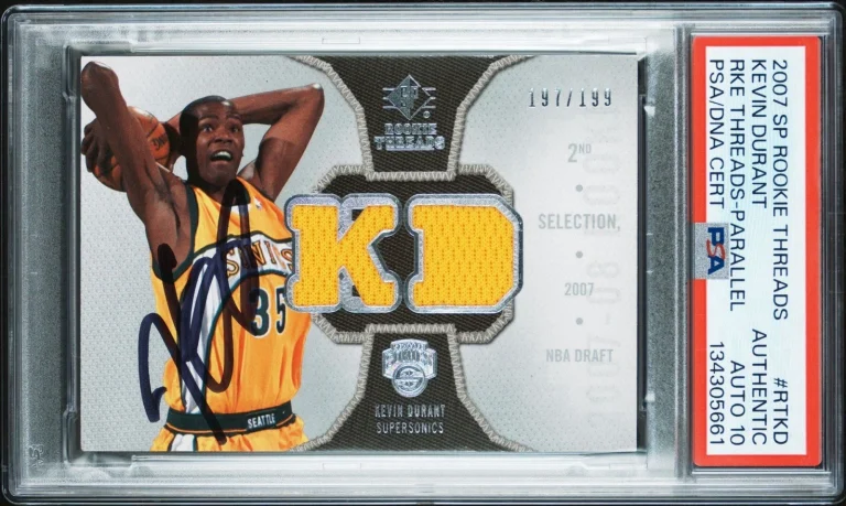 2007 Upper Deck SP Rookie Threads #RTKD Kevin Durant Signed RPA /199 PSA AUTO 10