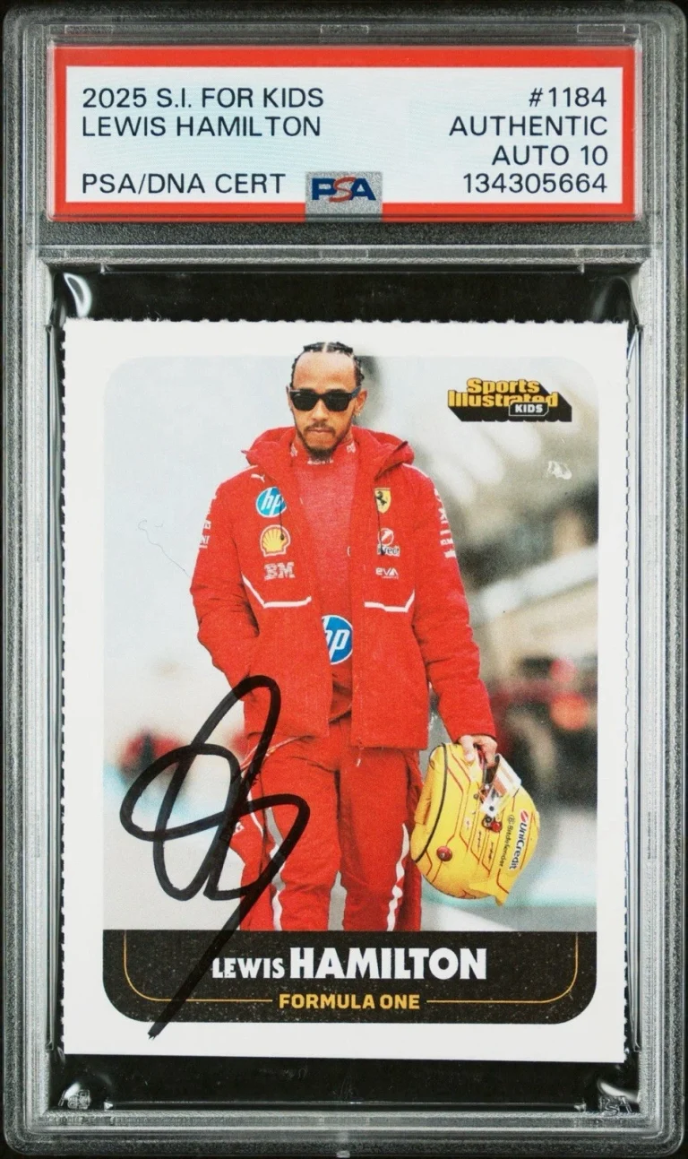 2025 SI For Kids #1184 Lewis Hamilton Signed Ferrari F1 Card PSA/DNA AUTO 10