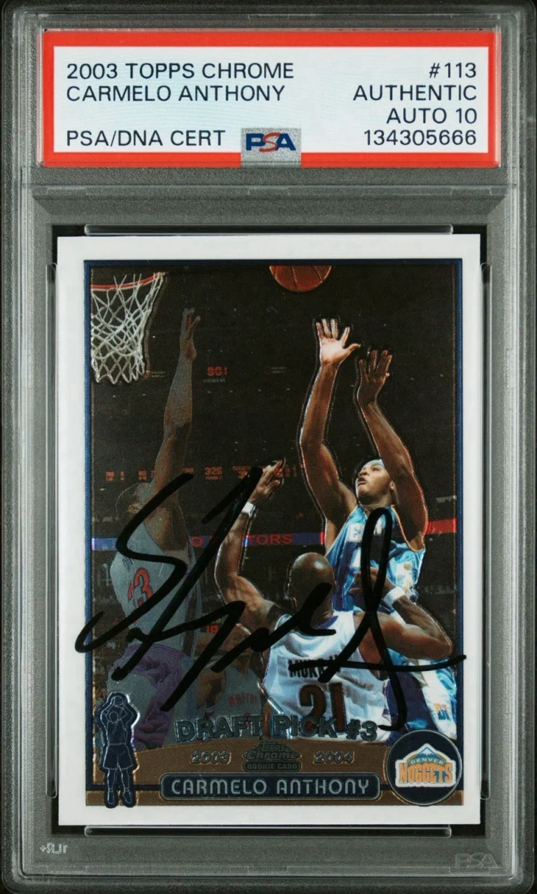 2003 Topps Chrome #113 Carmelo Anthony Signed Rookie Card PSA GEM AUTO 10 RC