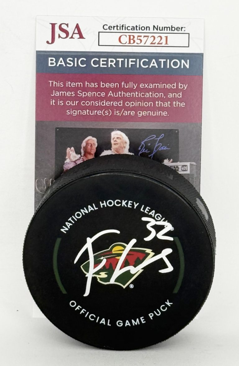 Filip Gustavsson signed Minnesota Wild Official Game Puck autographed JSA