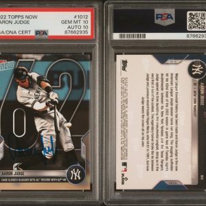 Aaron Judge Signed Auto 2022 Topps Now #1012 AL Record 62 HR PSA Gem Mt 10/10