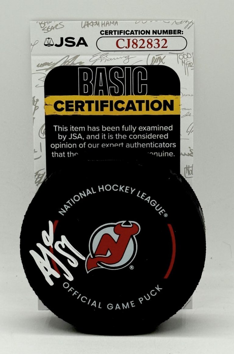 Arseni Gritsyuk signed New Jersey Devils Official Game Puck autographed JSA