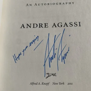 ANDRE AGASSI HAND SIGNED OPEN HARD COVER BOOK      AWESOME+RARE       JSA COA