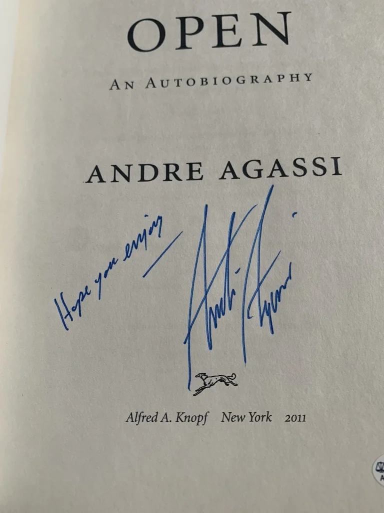 ANDRE AGASSI HAND SIGNED OPEN HARD COVER BOOK      AWESOME+RARE       JSA COA COLLECTIBLE MEMORABILIA
