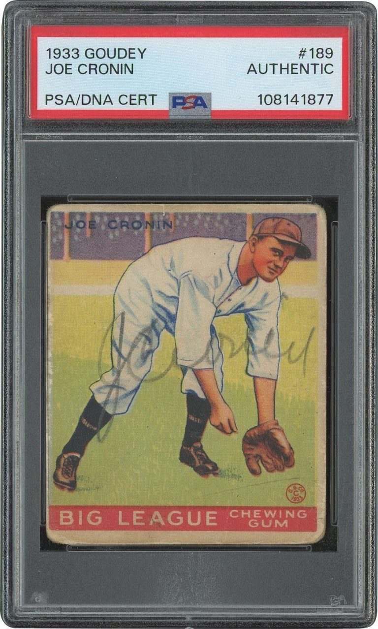 Joe Cronin Signed 1933 Goudey #189 Rookie Card RC HOF PSA PSA/DNA Authentic