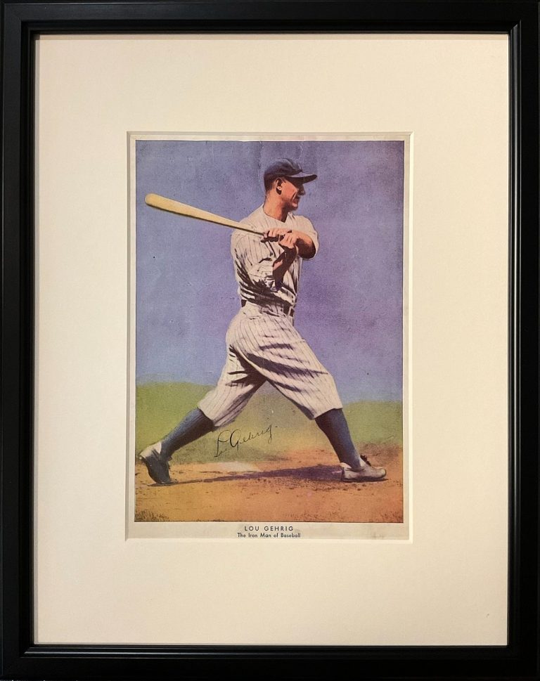 Lou Gehrig Signed 7x9 New York Yankees Color Photograph HOF JSA LOA