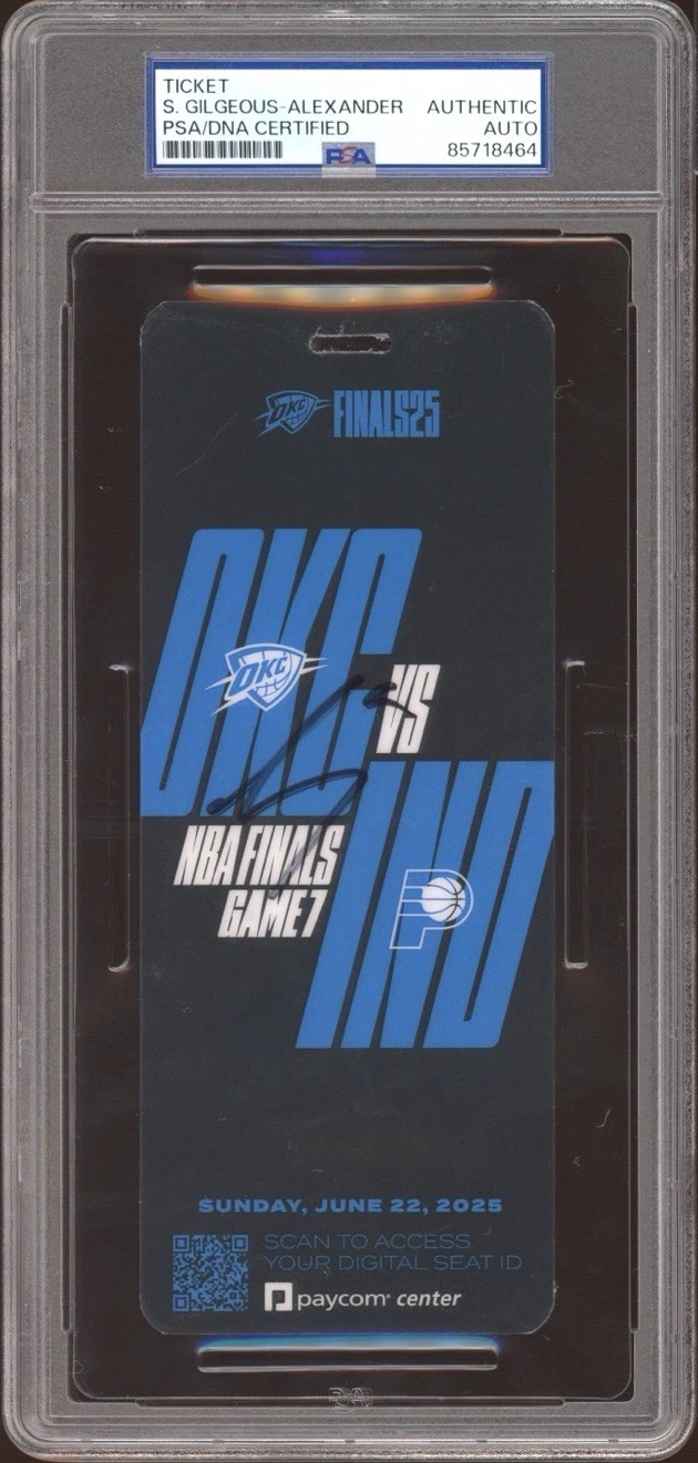Shai Gilgeous-Alexander Signed 2025 NBA FINALS GAME 7 Courtside Ticket PSA AUTO