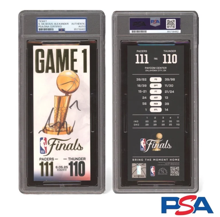 Shai Gilgeous-Alexander Signed 2025 NBA Finals Debut Game 1 Ticket PSA AUTO MVP