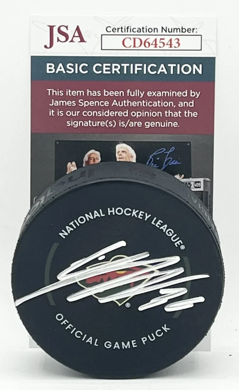 Jesper Wallstedt signed Minnesota Wild Official Game Puck autographed JSA