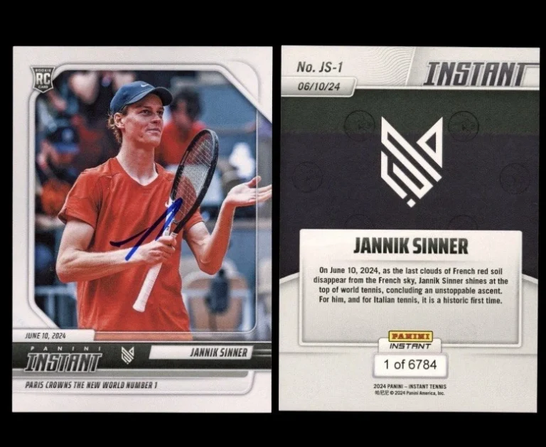 2024 Panini Instant Tennis #JS-1 Jannik Sinner Signed World #1 Rookie Card Auto